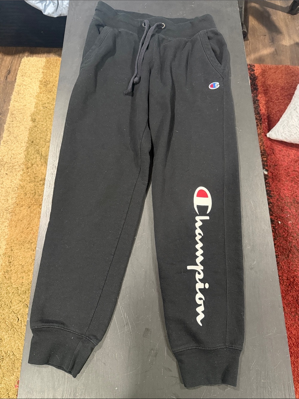 Champion Black Jogger Sweatpants with White Logo